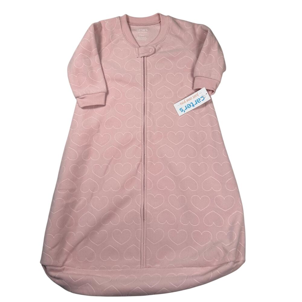 Carter's Sleep Sack 3-6 Months Pink Hearts Zip and Snap Closure NWT